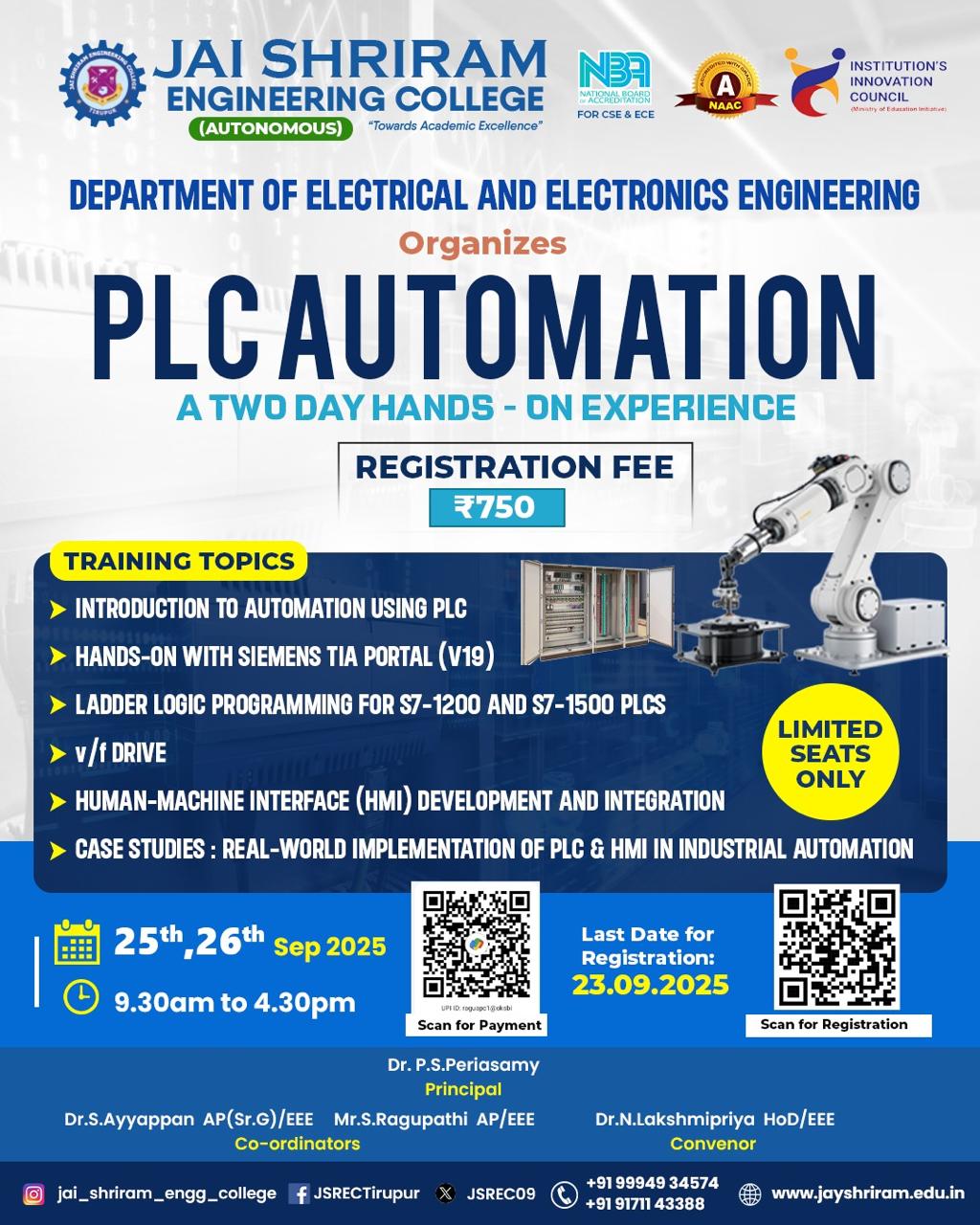 A Two-Day Hands-on Workshop on PLC Automation 2025
